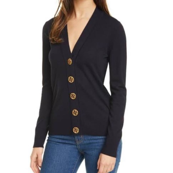 Tory Burch Sweaters - Tory Burch Simone Navy Blue Cardigan XS